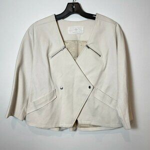 Thakoon Addition Womens Asymmetrical Suit Blazer Jacket Ivory Sz 6 Snap Zipper